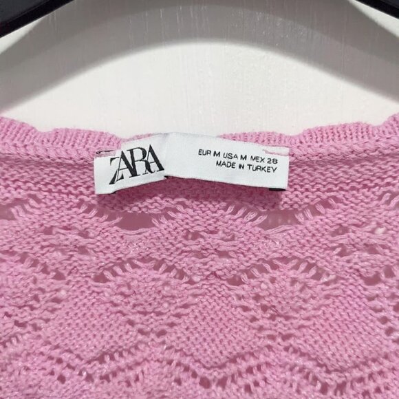 Zara | Short Sleeve Pink Lace Crochet Cardigan - Picture 4 of 11